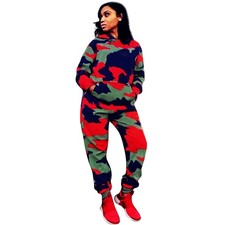Long Sleeve TWO PIECE SET Hoodie Print Camouflage Tracksuit