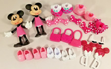 Disney Minnie Mouse Bowtique Dressup Dolls, Snap N Style Clip On 2 Dolls +Lot
