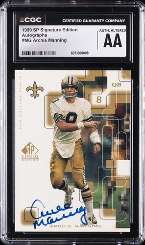 1999 UD SP SIGNATURE EDITION AUTOS #MG ARCHIE MANNING CGC AUTHENTIC ALTERED