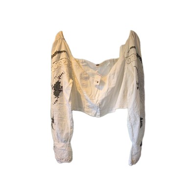 Free People Long Sleeve Embroided Top Off White Size uk 10