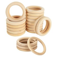 20Pcs Natural Wooden Rings for Crafts, Unfinished Wood Rings for Macrame Pend...