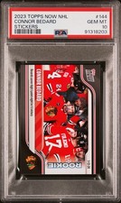 Connor Bedard 2023 Topps Now NHL Stickers Hockey Rookie Card #144 Graded PSA 10