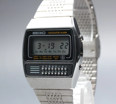 [Nos] Rare Montre Homme Vintage 1970s SEIKO 0359-5000 Calculatrice Alarme... - Photo 1/4
