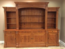 Ethan Allen Majestic Media Center Cabinet 6-Piece Set w/ Glass Shelves & TV Lift