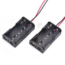 2x 2-AA Battery Spring Clip Holder Case Plastic Storage Box Flat Wire Lead 3V DC