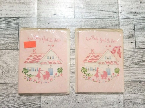 Vtg Baby Girl Birth Announcements Original Packaging *READ*