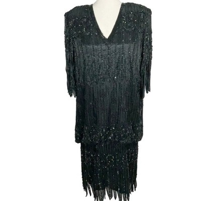 Judith Ann Creations Dress Women Large All Sequin 80s Cocktail Formal Dynasty