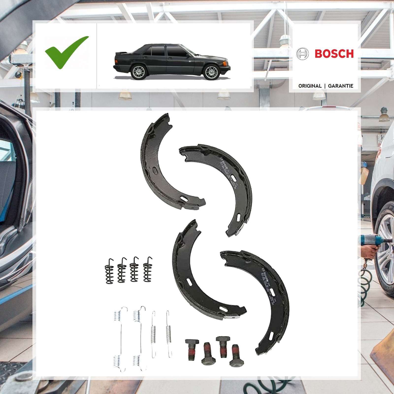Bremsbackensatz, Feststellbremse Bosch für Mercedes-Benz 190 W201 2.0 (201.022)