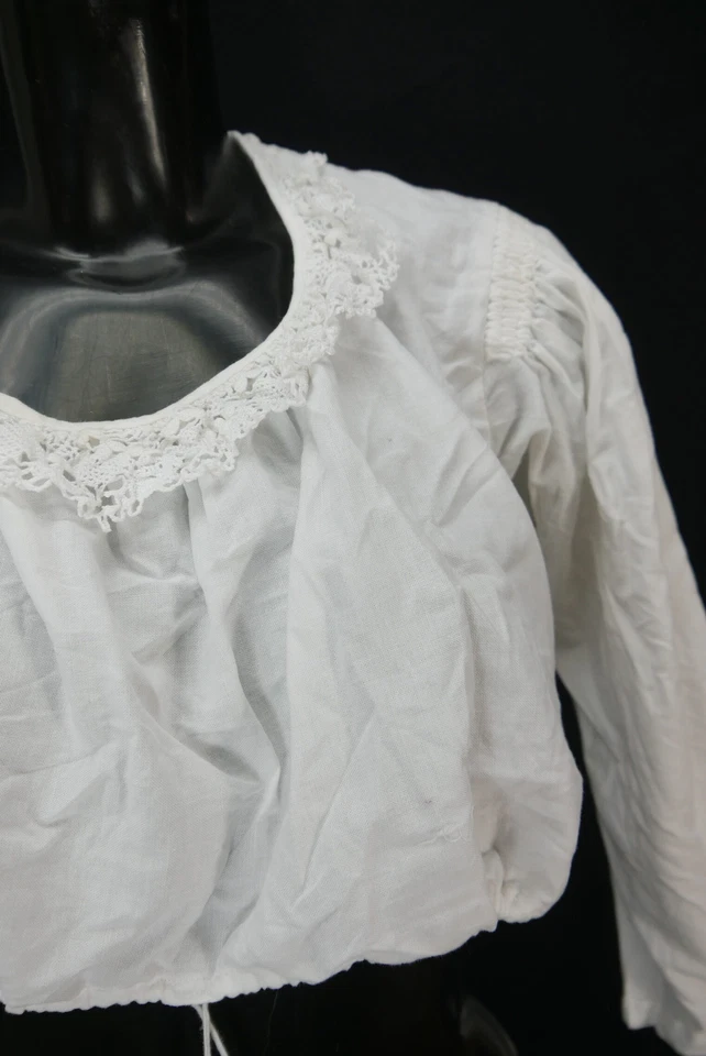 Gr.48 Dirndlbluse weiß Bluse für Dirndl Baumwolle mit Spitze B10614 - Bild 2 von 4
