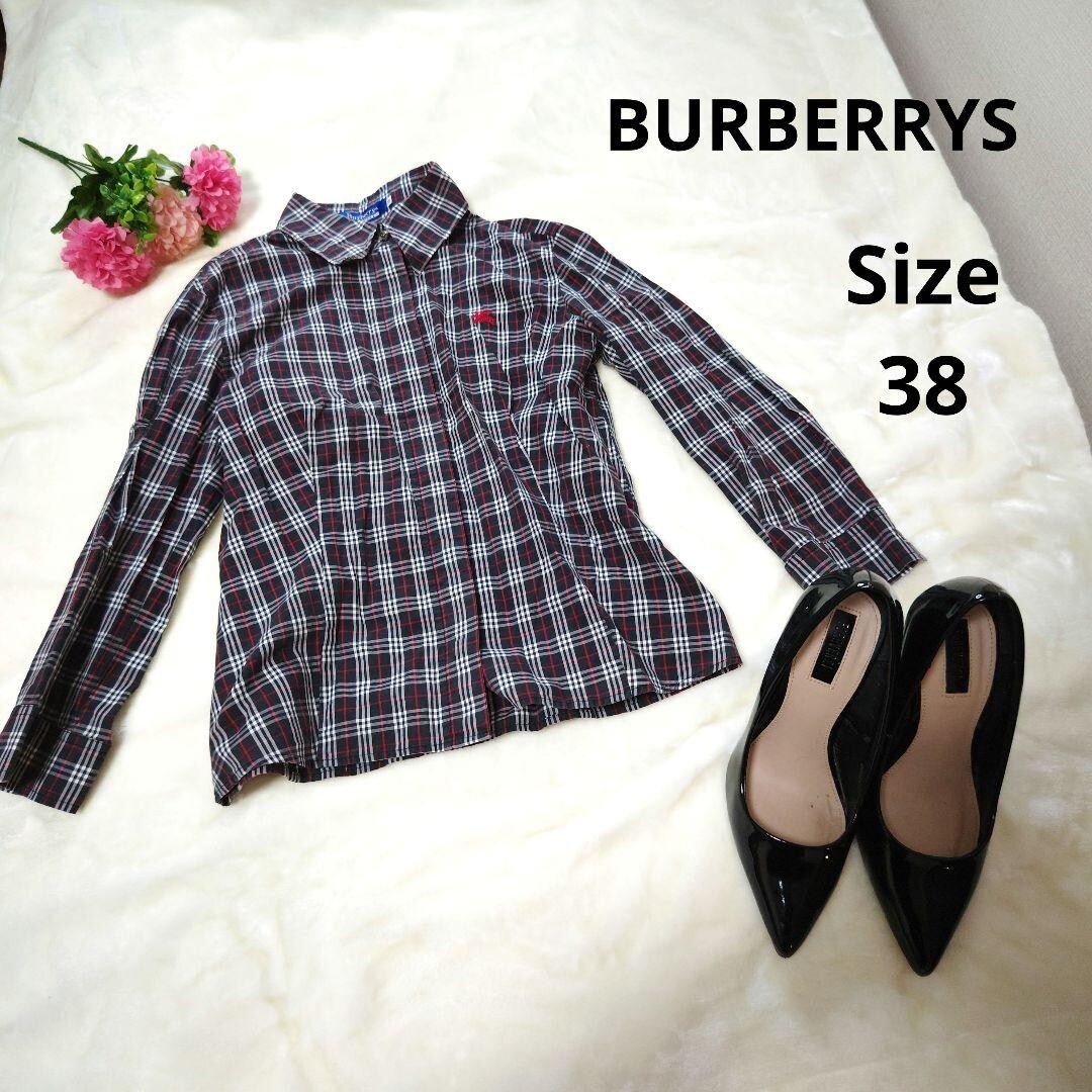 Burberry Shirt Long sleeve Nova Check Blouse Blue Cotton Women Size 38/S-M Used