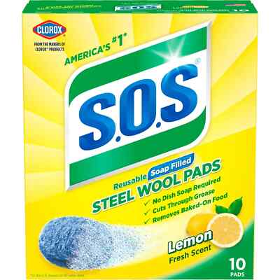 S.O.S Steel Wool Soap Pads, Lemon Fresh, 10 Count