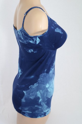 ♥Schlankstütz Mieder Leicht-Spaghetti Top Aqua Saphir *Batik* XXL 50/52 SK1♥ - Picture 3 of 5