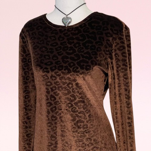 vintage 90s y2k brown velvet animal print grunge whimsy goth boho witchy dress 8 - Picture 5 of 15