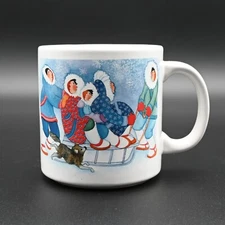 Barbara Lavallee Coffee Mug Sledding Kids Winter Fun Artic Circle Enterprises