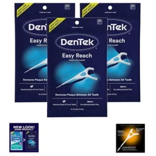 DenTek Complete Clean Easy Reach Floss Picks Mint Super Strong 75 Each Pack of 3