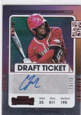 2021 Panini Contenders 2 Red Draft Ticket #73/75 Christian Franklin #DT2-CF Auto