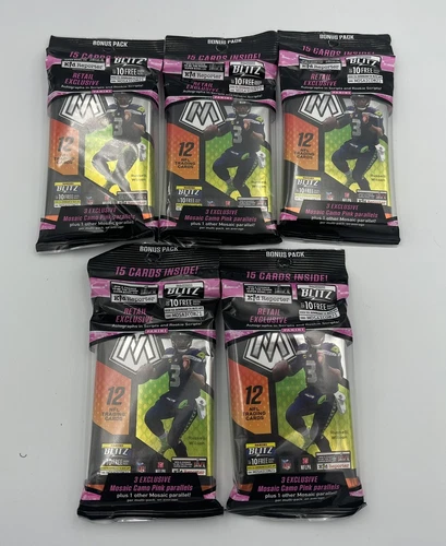 2021 Panini Mosaic Football Sports Trading Card Cello Fat Pack - Lot of 5 NEW