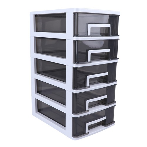 5 Drawers Wide Tower Storage Organizer Cabinet Plastic Heavy Duty Office Home - Picture 12 of 13