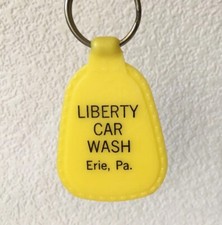 Vintage Keychain LIBERTY CAR WASH Key Fob Ring ERIE, PA. Made In USA