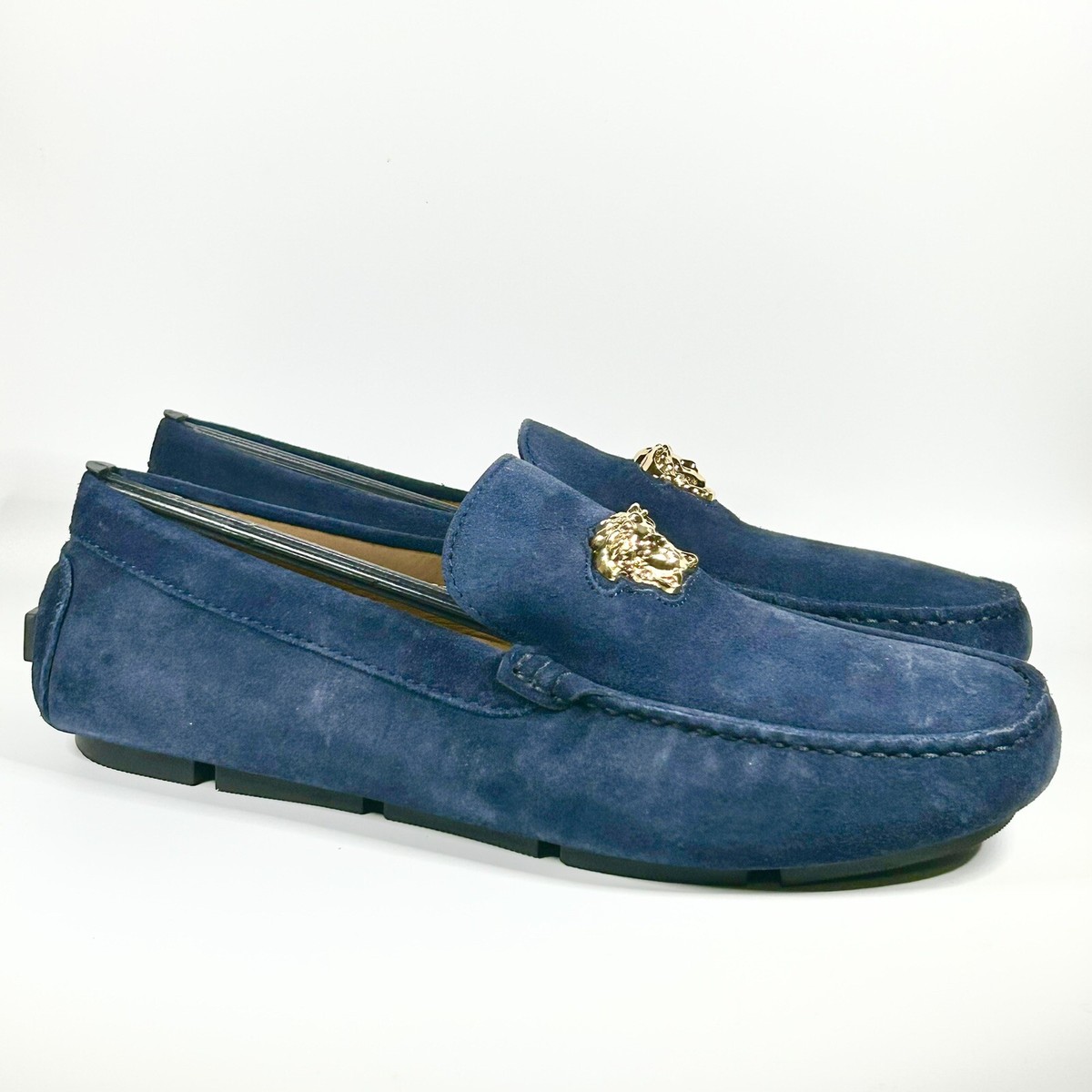 Versace Men\'s Blue Suede Medusa Plaque Driver Loafers Versace Men main image 4