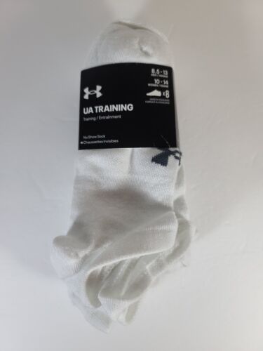 Under Armour Men's UA Training No Show Socks 8 Pairs Size L Large White