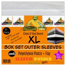XL Box Set Sleeves x10 4mil Strong  Flap - Fits 1-5/8 - 2-1/16" Thick - 33rpm