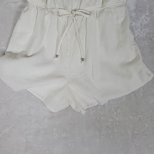 Kingston Grey M Woman's Romper Ivory Linen Blend Spaghetti Straps Lined - Picture 6 of 16
