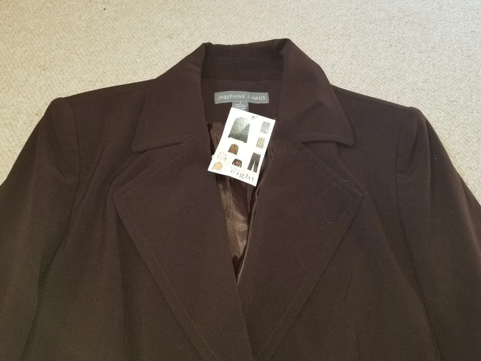 NWT Womens Jacket-JOSEPHINE CHAUS-brown stretch lined collared blazer ls-6 - Image 2 of 4
