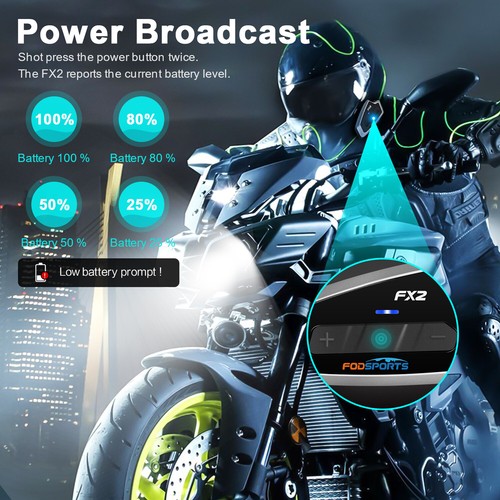Auriculares Bluetooth Fodsports FX2 intercomunicador moto casco intercomunicador BT 5.0 - Imagen 11 de 12