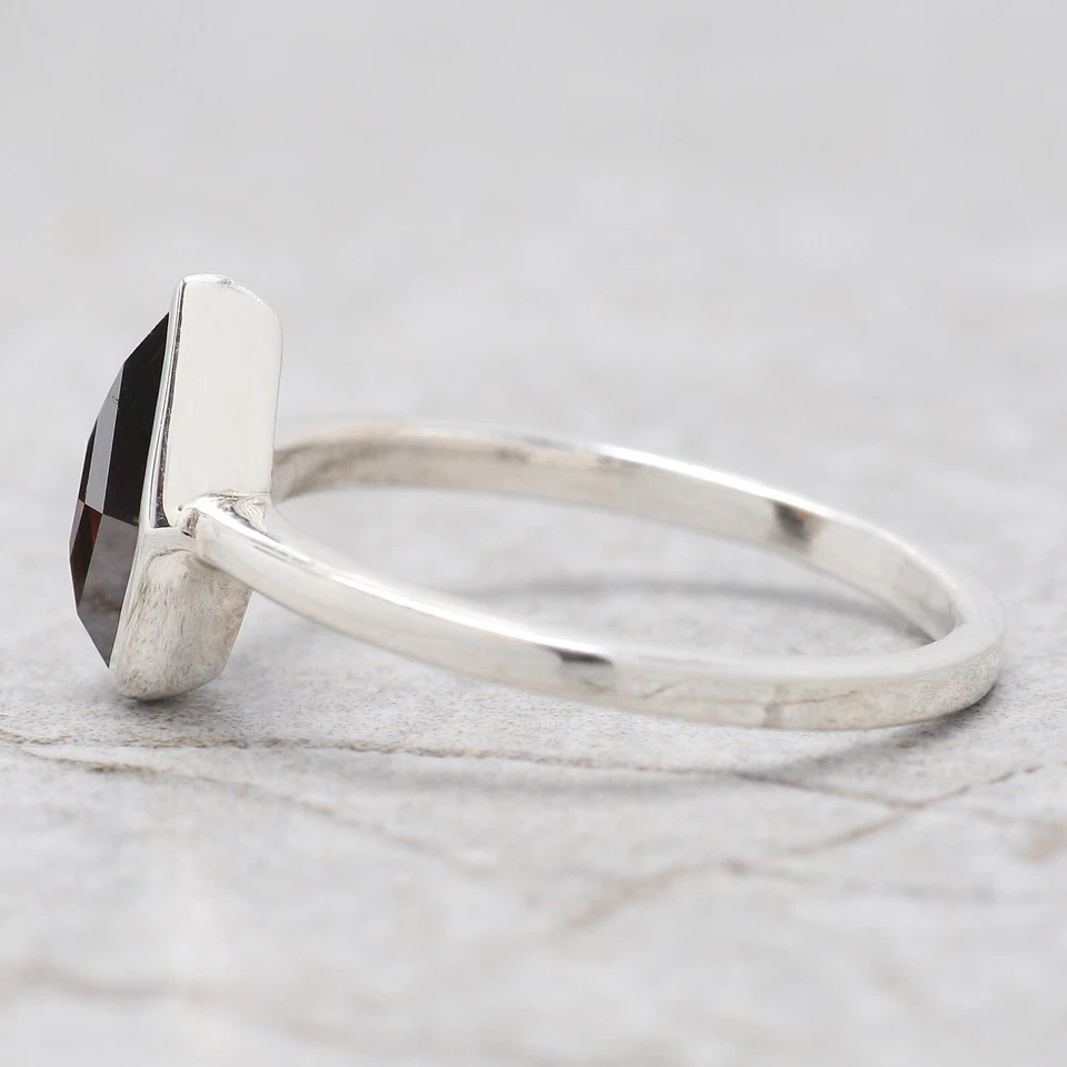 1.04 Ct Shield Cut Brown Color Diamond Ring 14K White Gold Engagement Gift Ring - Изображение 3 из 4