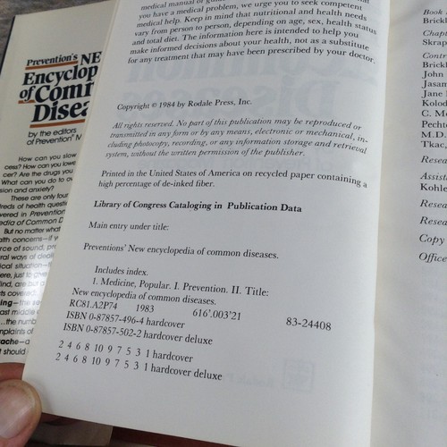 VINTAGE HARDCOVER Prevention's New Encyclopedia of Common Diseases 1984 - Picture 12 of 12
