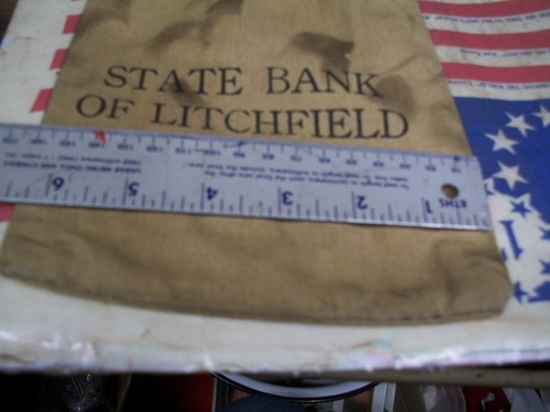 BOLSO DE LONA MONEDA CON CORDÓN de colección State Bank Of Litchfield Minnesota Bank - Imagen 4 de 5