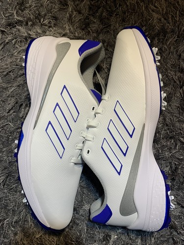 adidas Men’s Size 12 WIDE ZG23 Golf Shoes White Blue Silver Metallic H03673 New