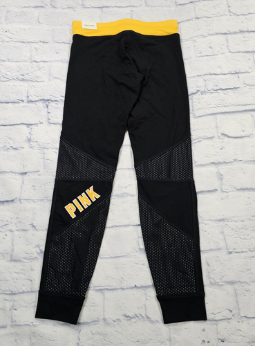 Victorias Secret PINK Yoga WOMENS S Campus Leggings Dog Black Yellow Drawstring - Picture 11 of 13