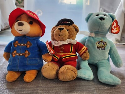 Queen Elizabeth II TY Beanie Plüsch Konvolut Queen Paddington Harrods Beefeater