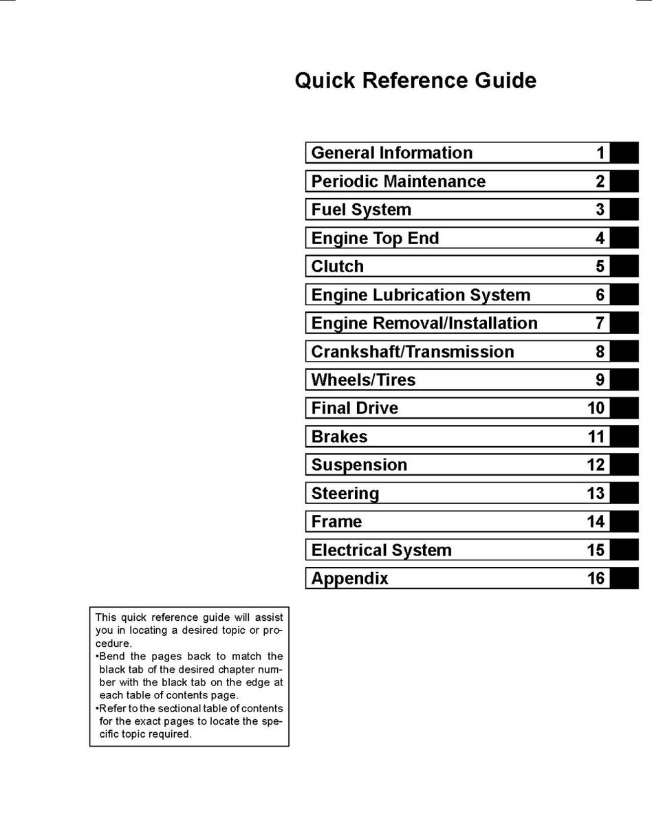 3 hole Printed 98-07 Kawasaki Eliminator 125 EL125 Shop Service