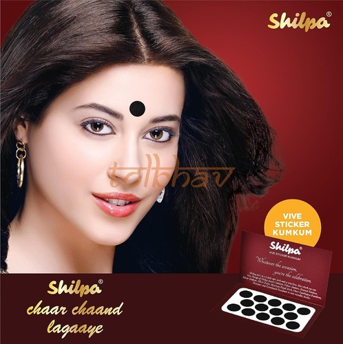 Shilpa Vive Sticker Kumkum Bindi Tattoos Size 2, 2.5, 3, 4, 5, 6, 7, 8 Black New - Picture 36 of 43
