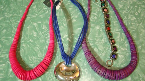 Bright Colors Jewelry LOT Necklaces & Heart Charm Silver Bracelet 4pc. - Picture 7 of 7