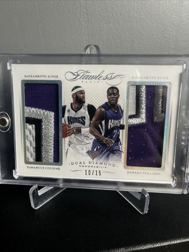 Demarcus Cousins Darren Collison 2015 Flawless Dual Diamond Jersey Patch 10/15 - Picture 2 of 5