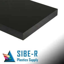 BLACK HDPE 1/4" X 6" X 12" NO TEXTURE POLYETHYLENE PLASTIC SHEET