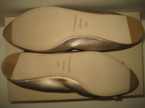 NUEVO Burberry Ballerina US 9 EU 39.5 Metálico Desnudo Cuero Ballet Zapatos Planos Caja - Imagen 9 de 11