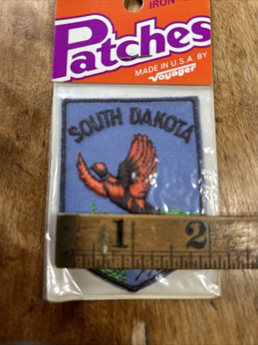 Vtg South Dakota State USA Iron On Sew On Patch Embroidered Badge Pheasant - Picture 3 of 4