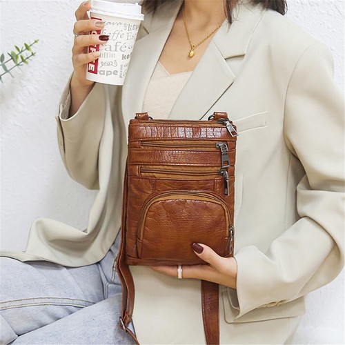 Leather Shoulder Bag Handbag Purse Cross Body Organizer Smart Phone Pockets - Picture 12 of 21