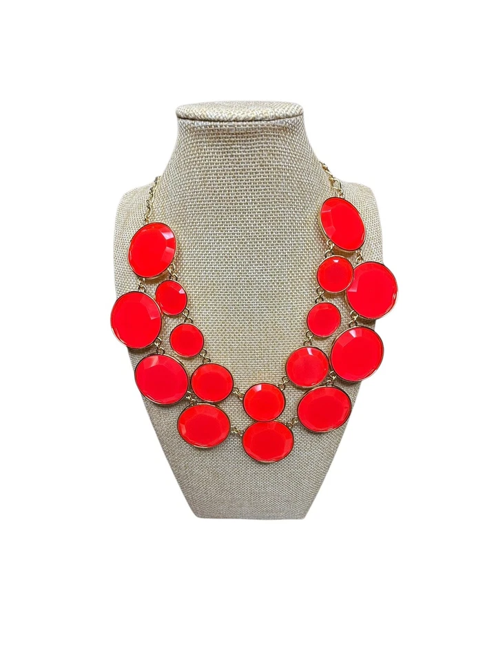 Collar Kate Spade Rosa Neón Naranja "BAUBLEBOX" Declaración Grueso Y2K Negrito Foto 3 de 4