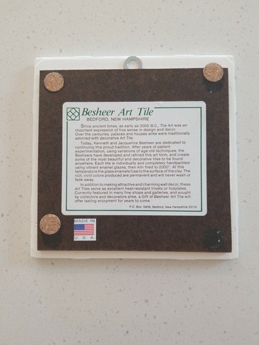 Vtg Besheer Art Tile Bedford NH Wall Plaque Trivet Republican Party ELEPHANT - Picture 3 of 4