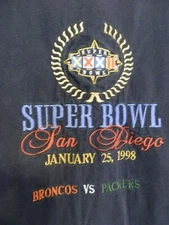 Vintage LOGO 7 SUPER BOWL XXXII Packers Broncos 1998 San Diego Shirt M 