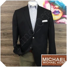 MICHAEL KORS Mens Blazer Sport Coat Casual Jacket Size 46R Black Wool Suit
