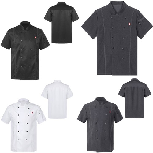 Mens Short Sleeve Chef Coats Jacket Kitchen Restaurant Hotel Cooking Work Shirts - Picture 6 of 81