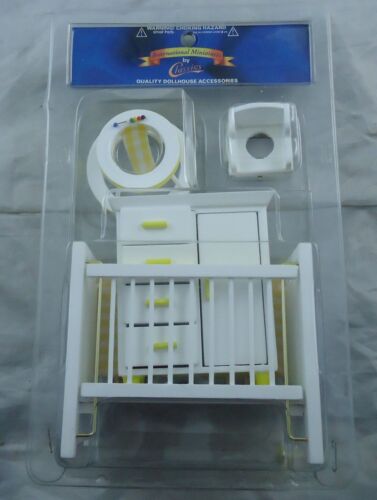 International Miniatures 1:12 White/Yellow Classic Baby Room Dollhouse Furniture