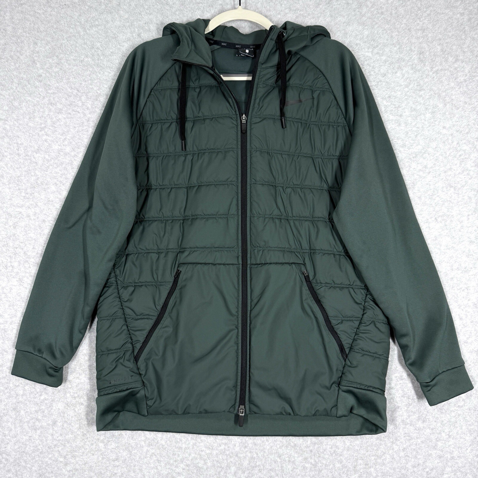 SACAI X NIKE Giacca Nike Uomo Large Dri Fit Puffer Training Full Zip Cappuccio Isolata Verde
